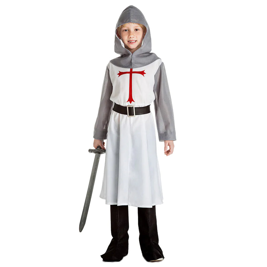 Boland Kreuzritter Kostüm Sir Ridley – Weißes Kinderkostüm mit Kapuze - Fasnacht24.ch