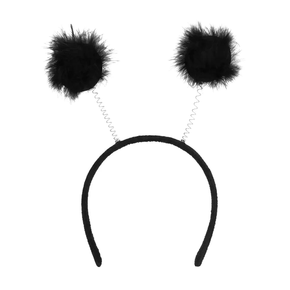 Rotes Marienkäfer-Kostüm mit schwarzen Punkten, Flügeln, Haarreif und wackeligen Brillenantenne