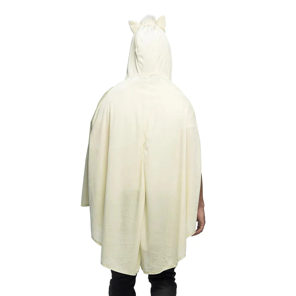 Boland Lama Poncho in Einheitsgröße mit Kapuze und lustigem Lama-Gesicht aus Polyester.