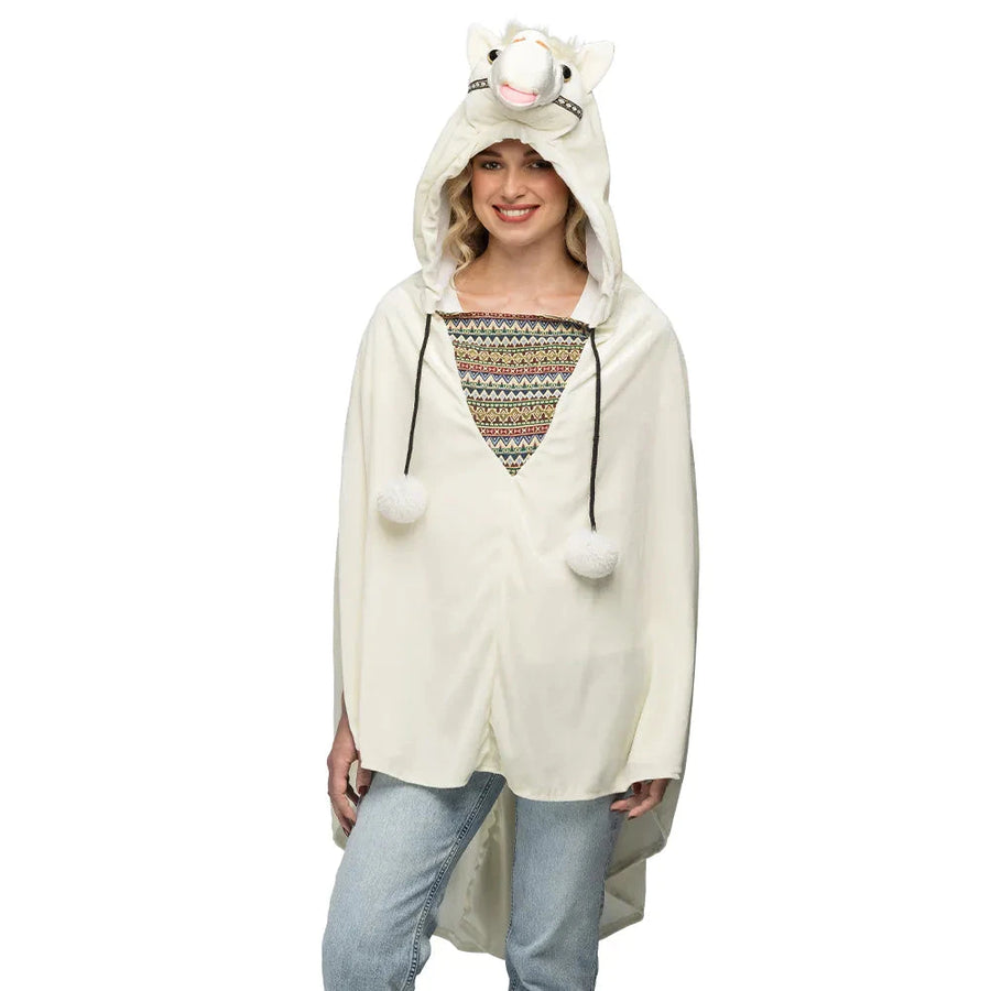 Lama Poncho Für Erwachsene Mit Kapuze – Boland Einheitsgröße Polyester - Fasnacht24.ch