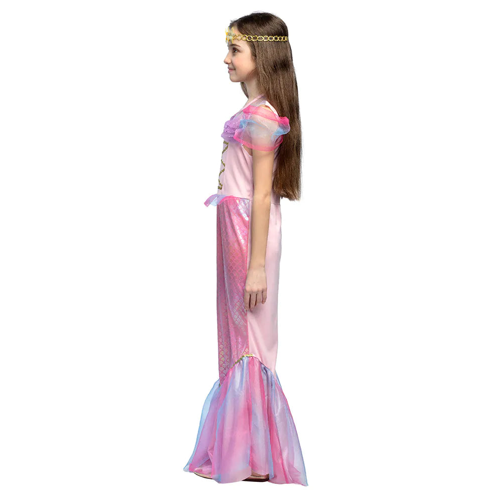 Glitzerndes Meerjungfrau-Kinderkostüm in Blau mit schimmernden Schuppen und einem sanften Schwanz.