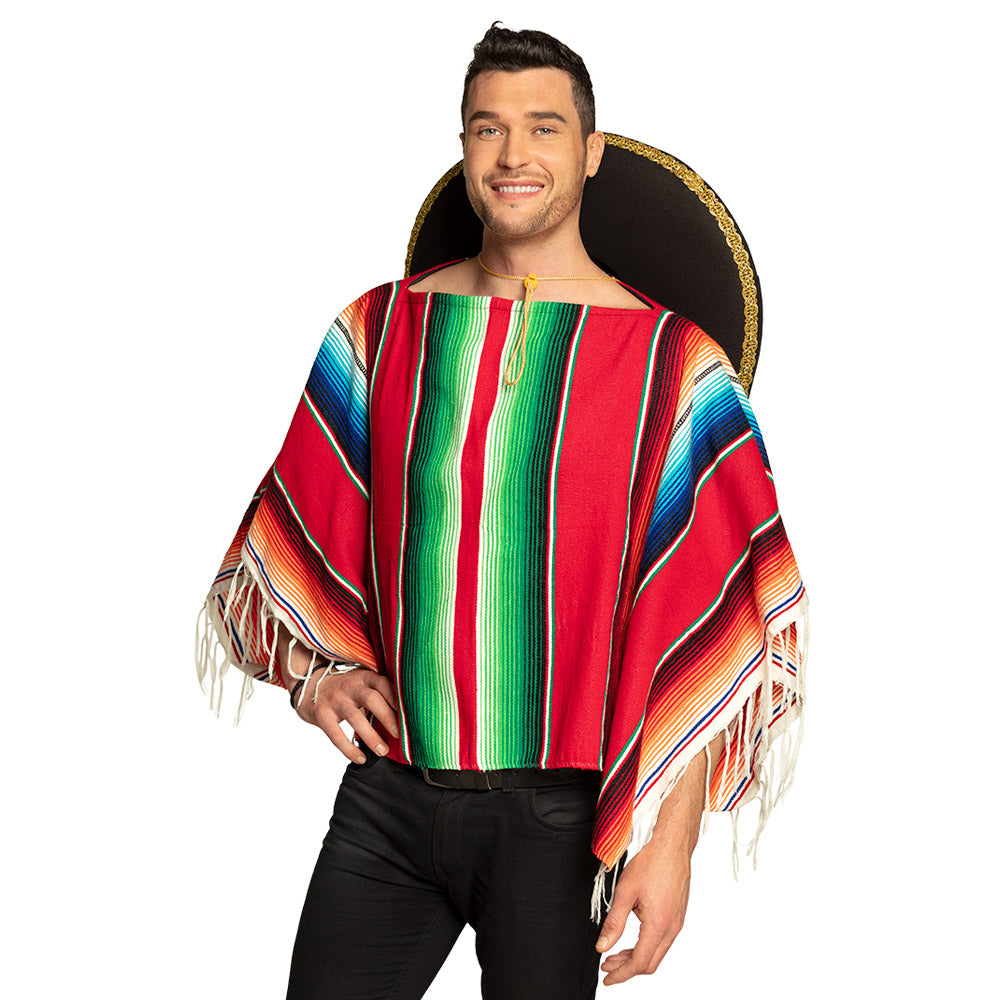 Poncho Rodrigo 120 x 120 cm – Boland Mexikaner Serape Unisex - Fasnacht24.ch