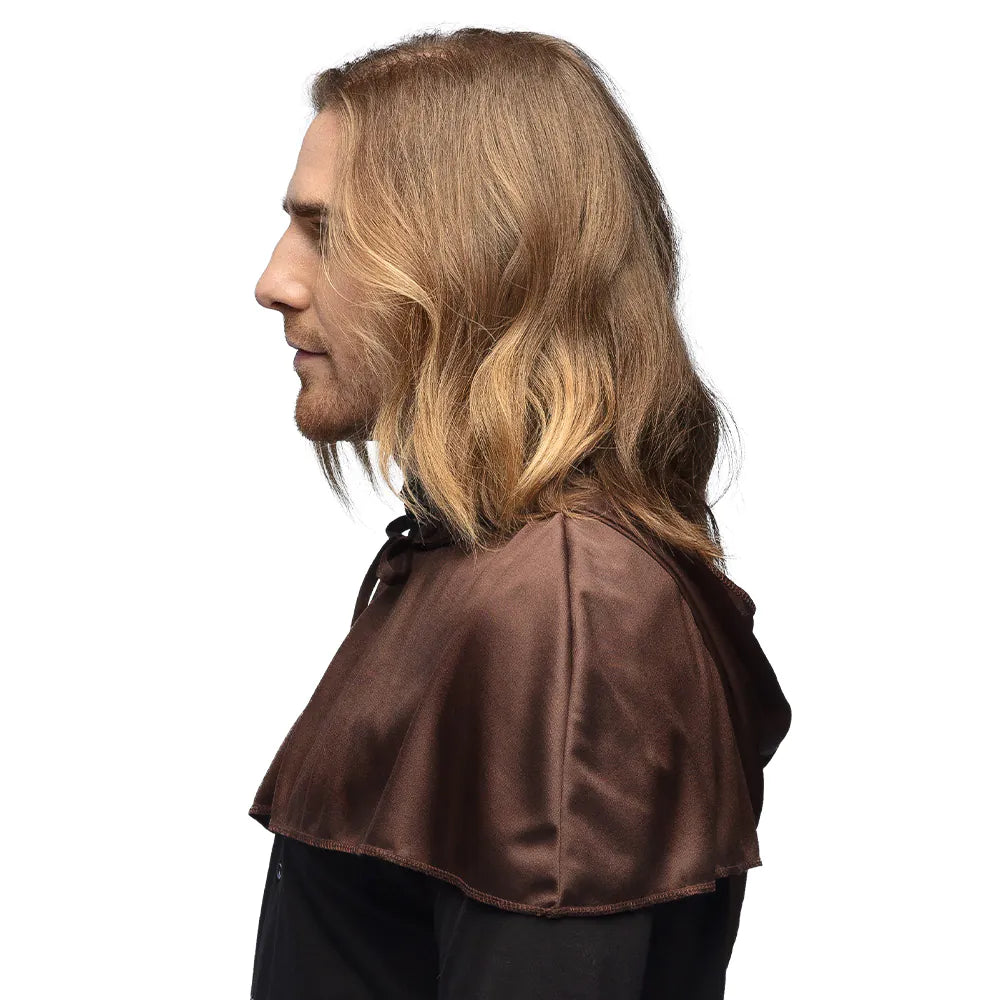 Braune mittelalterliche Wollmütze mit dichter Struktur für LARP und Cosplay, 65 cm Umfang.