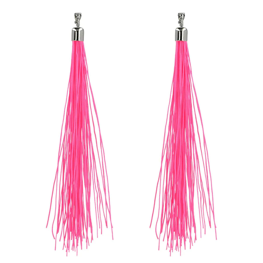 Boland Neon Pink Clip-On Ohrringe – 20cm Langer Festival Schmuck - Fasnacht24.ch