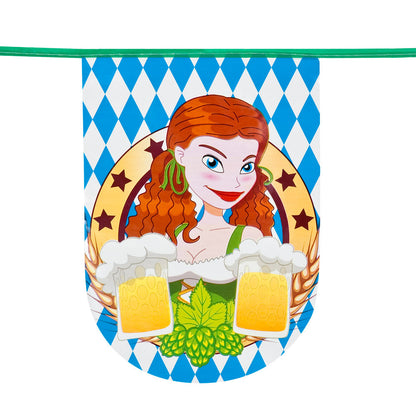 Oktoberfest Wimpelkette – Boland 8m Polyester Beerparty Deko – Seitenansicht