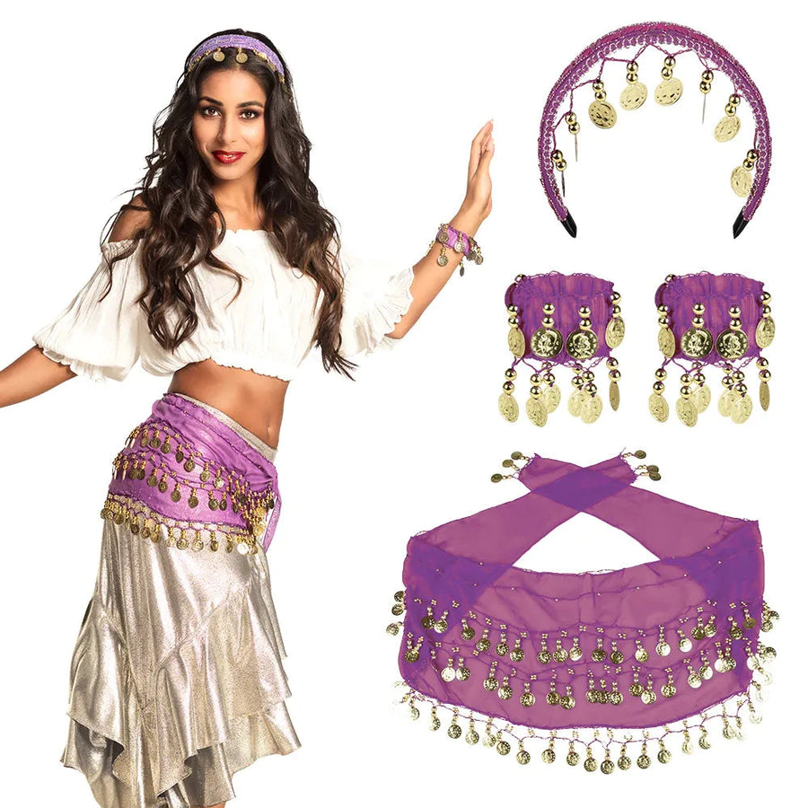 Boland Bauchtänzerin Kostüm Set – Violettes Orientalisches Outfit mit Zubehör - Fasnacht24.ch