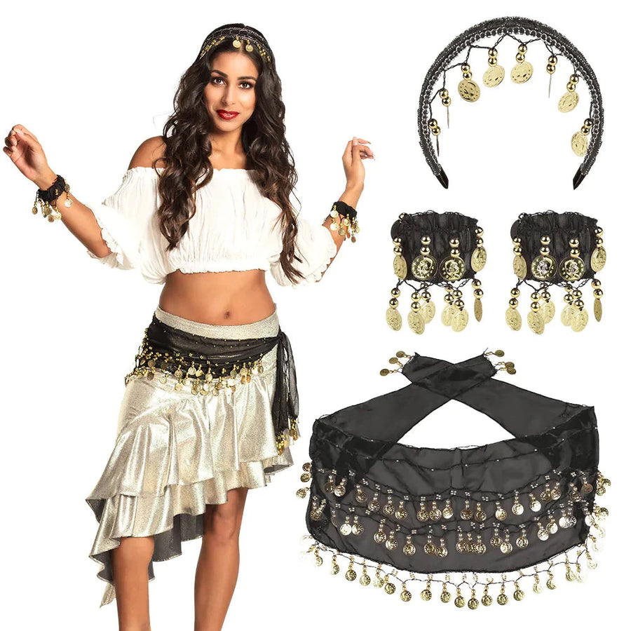 Boland Oriental Tänzerin Kostüm Set – Schwarzer Gürtel & Armbänder - Fasnacht24.ch