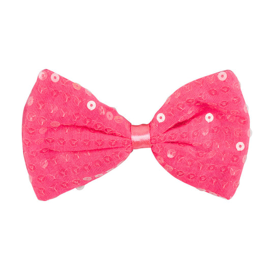 Boland Pink Pailletten Fliege – Neon 80er Stil, Verstellbar - Fasnacht24.ch