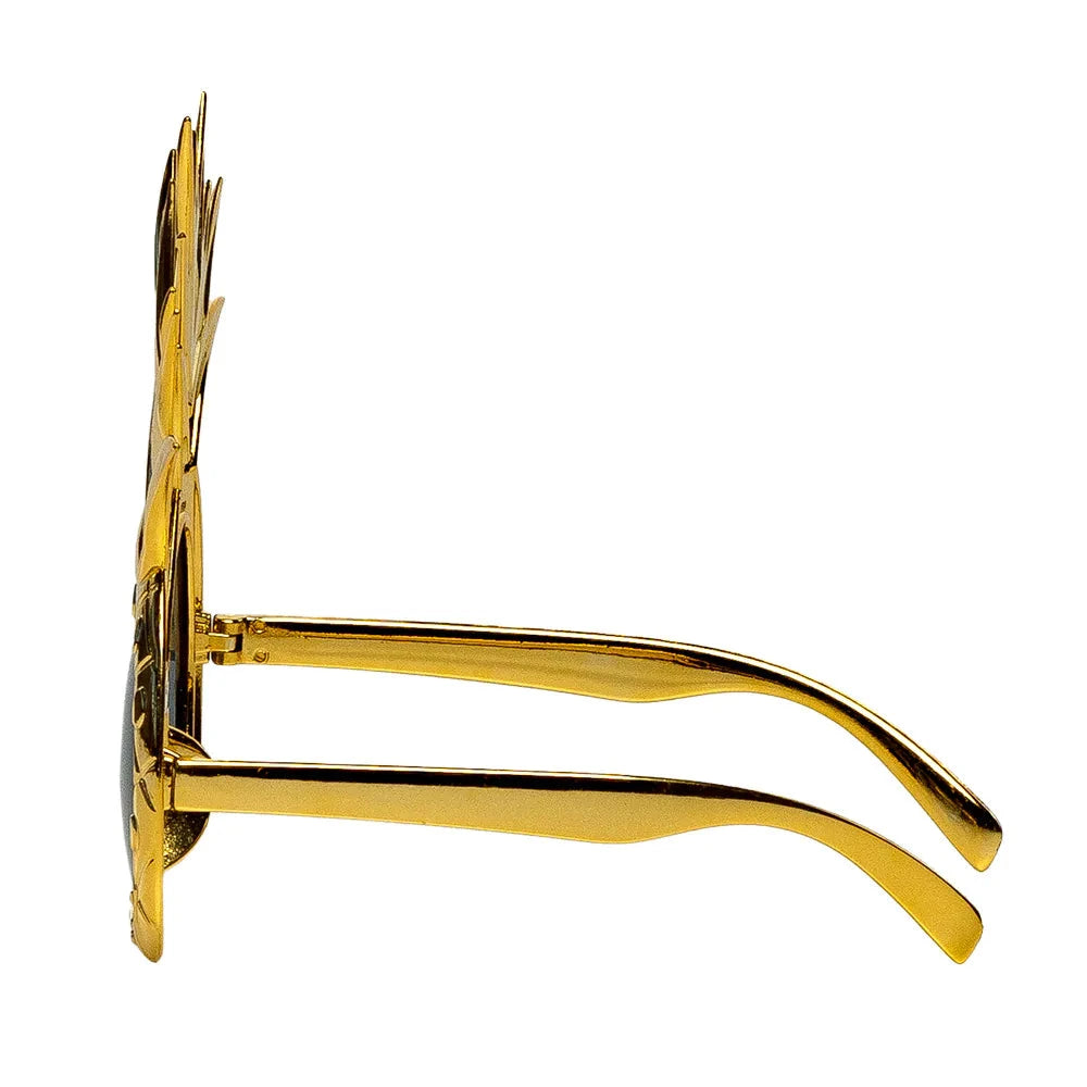 Goldene Sonnenbrille mit Ananas-Motiv und UV400-Schutz in limitierter Auflage.