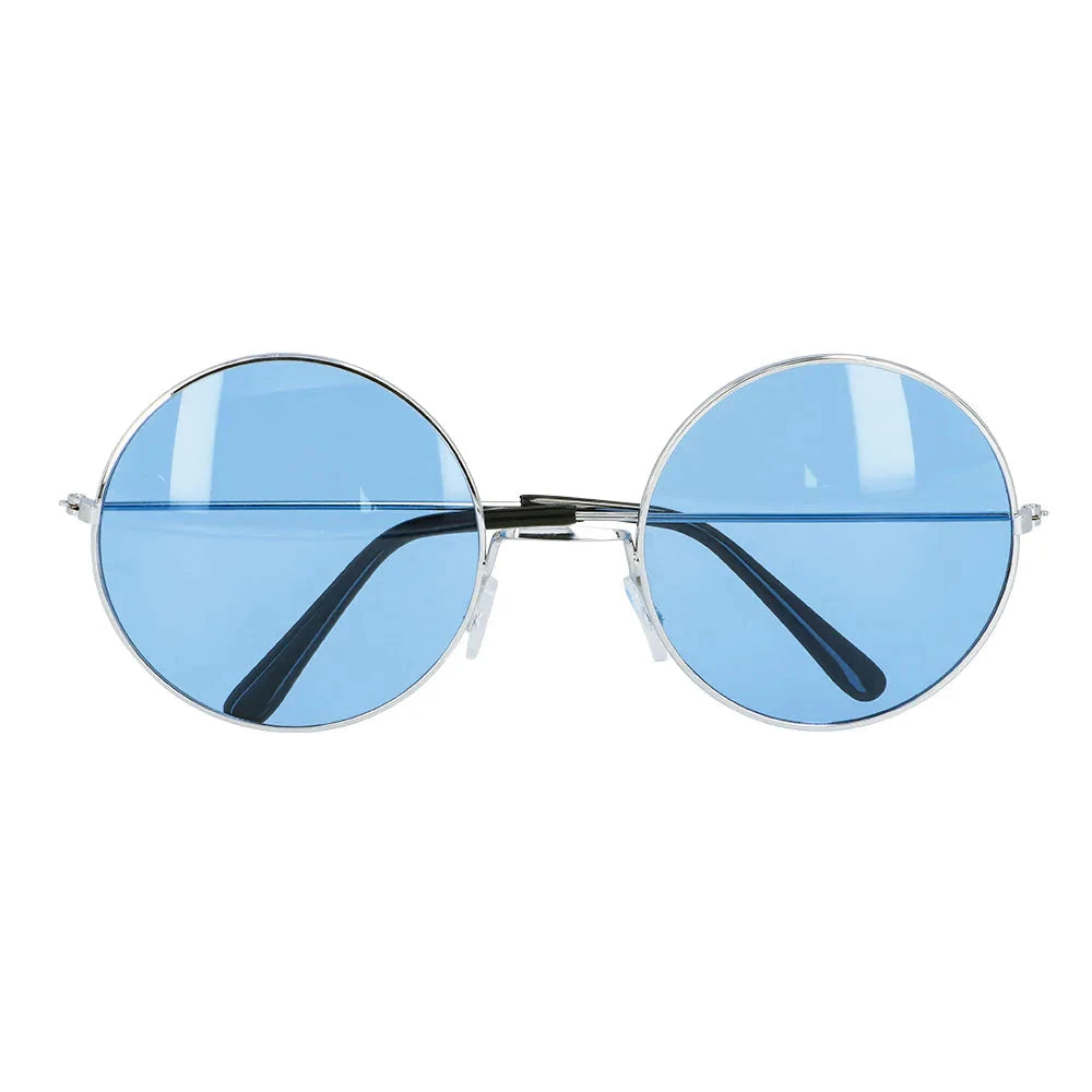 Boland Hippie Partybrille mit übergroßen runden blauen Gläsern aus leichtem Kunststoff.