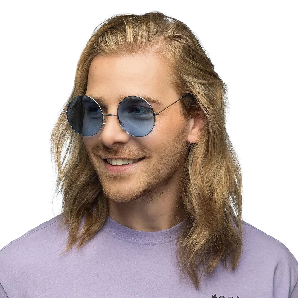 Boland Hippie Partybrille mit großen runden blauen Gläsern und leichtem Kunststoffrahmen