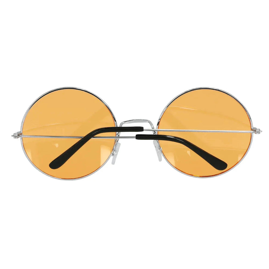 Boland Hippie XL Orange Party Sonnenbrille – Retro Runde UV400 - Fasnacht24.ch