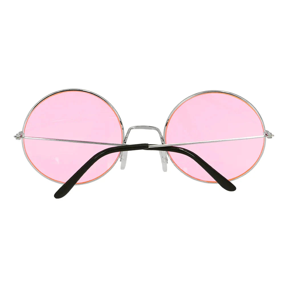 Große, pinkfarbene Hippie-Brille mit retro Stil für Partys und Festivals.