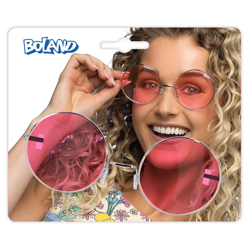 XL pinke Hippie-Partybrille mit großem Retro-Rahmen für Festival und Kostüm.