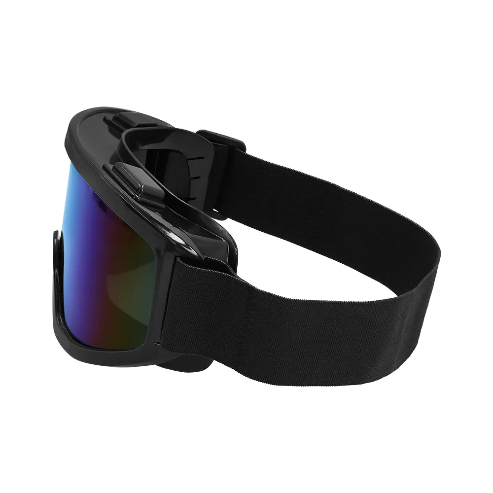Boland Party-Ski-Goggles in mattem Schwarz mit retro-spiegelnden Linsen und leichtem Rahmen.