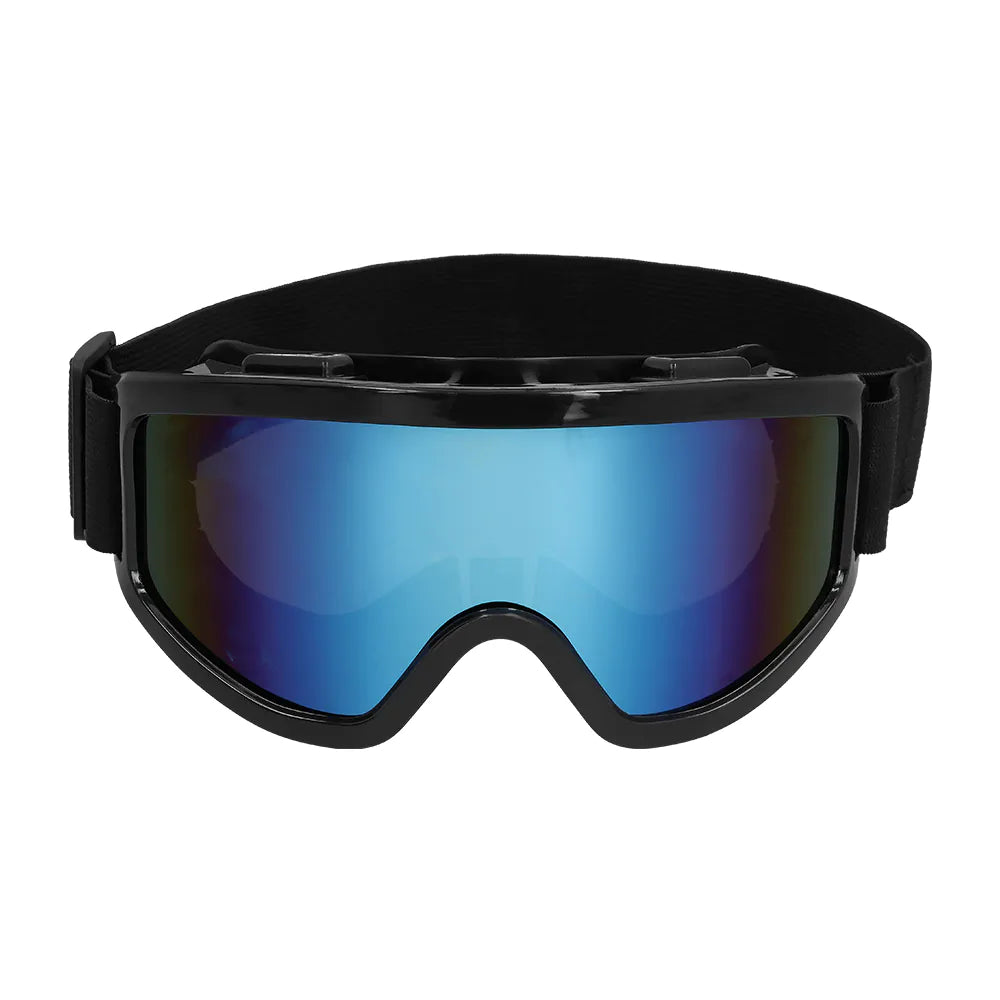 Boland Party-Ski-Goggles in mattem Schwarz mit retro-spiegelnden Linsen und leichtem Rahmen.