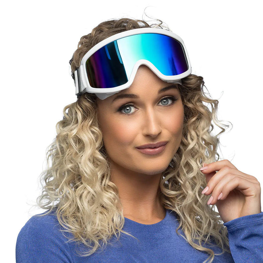 Boland Retro Ski Brille – Weiß, 90er Jahre Style für Erwachsene - Fasnacht24.ch