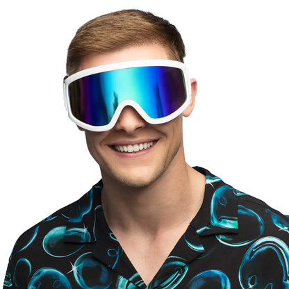 Boland Retro Ski Brille – Weiß, 90er Jahre Style für Erwachsene - Fasnacht24.ch