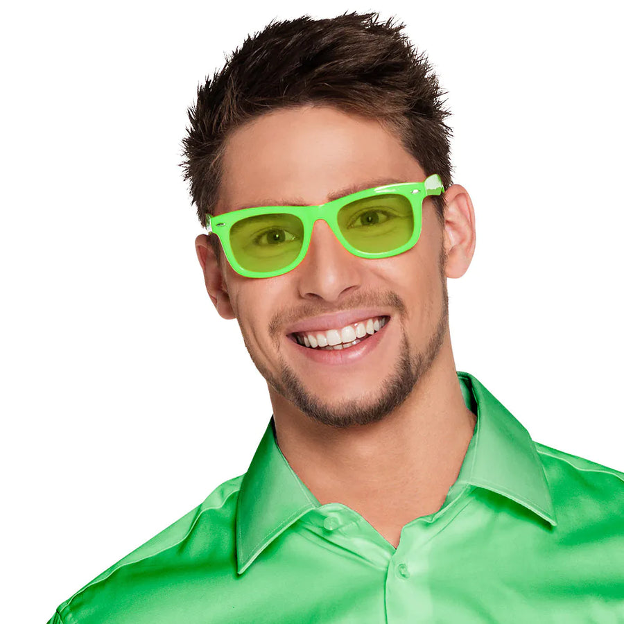 Neon Grüne Disco Sonnenbrille – Boland Hippie Brille 80er Stil - Fasnacht24.ch