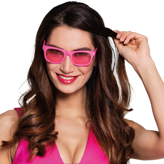 Neon pink Sonnenbrille mit UV-Schutz und leichtem Rahmen für Festivals und Partys.