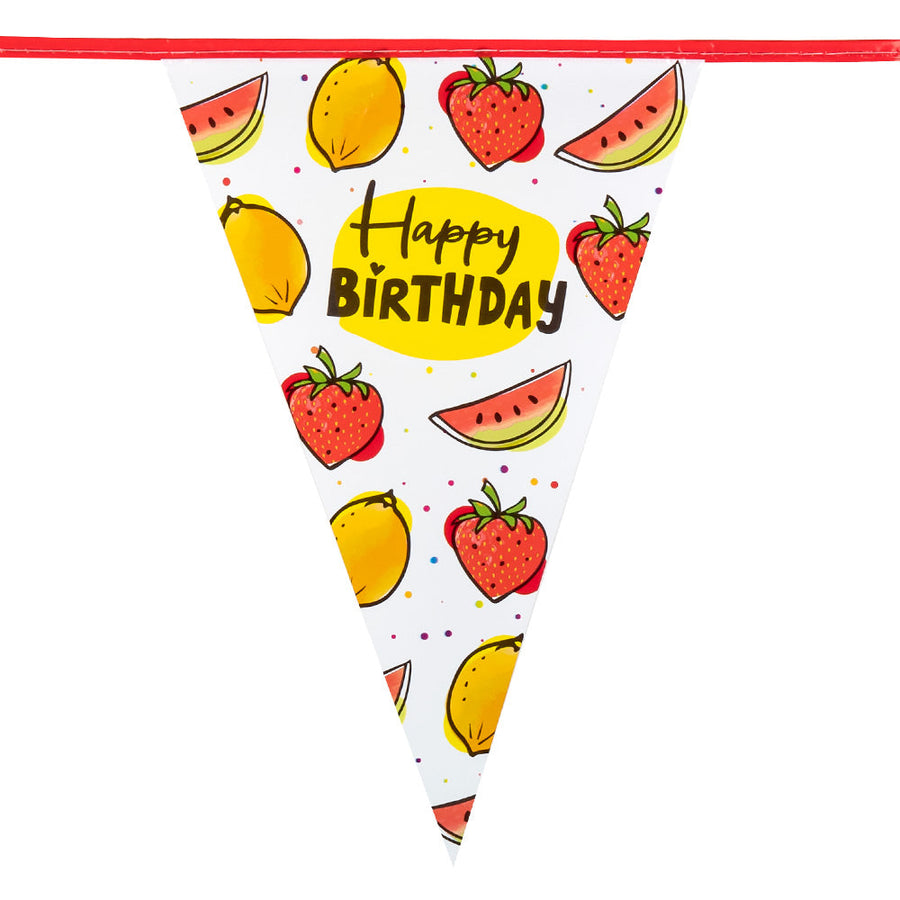 Boland PE Wimpelkette Fruit Happy Birthday 6 Meter wetterfeste Geburtstagsparty Deko – Detailansicht