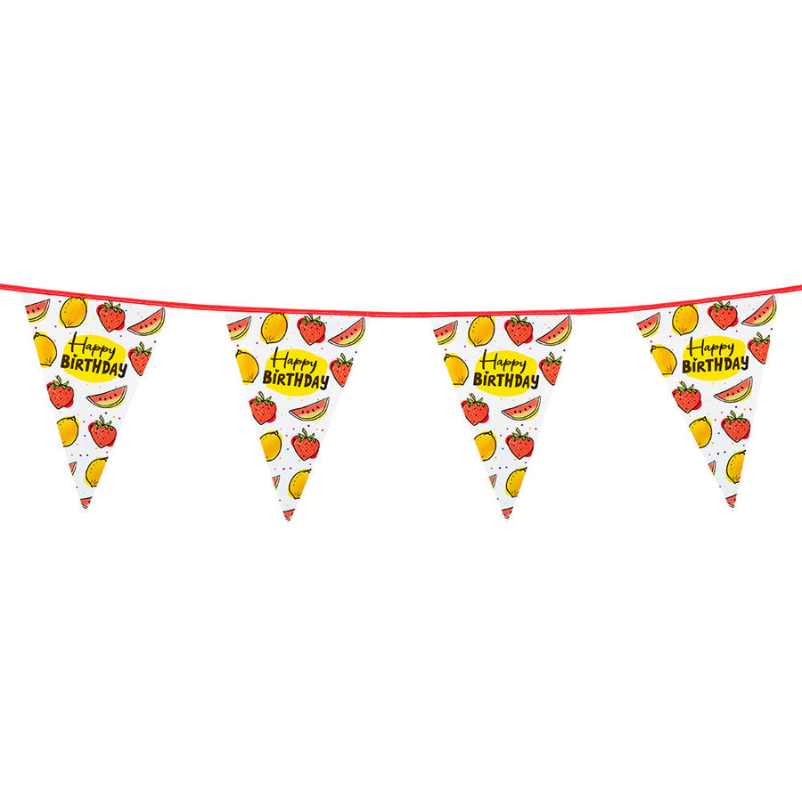 Boland PE Wimpelkette Fruit Happy Birthday 6 Meter wetterfeste Geburtstagsparty Deko – Produktansicht