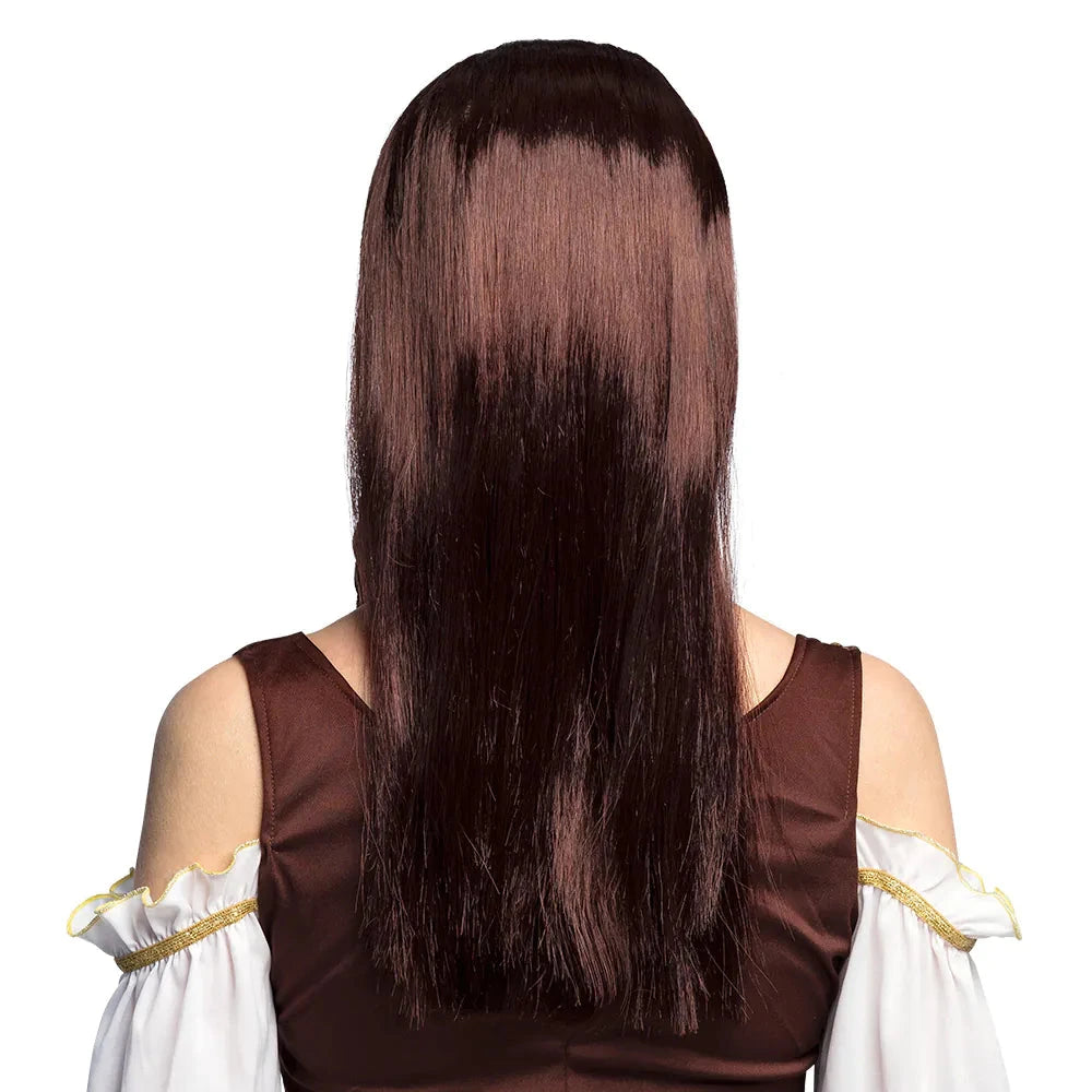 Braune Piratenperücke mit Bandana aus Kunsthaar für Damen, ideal für Kostümpartys.