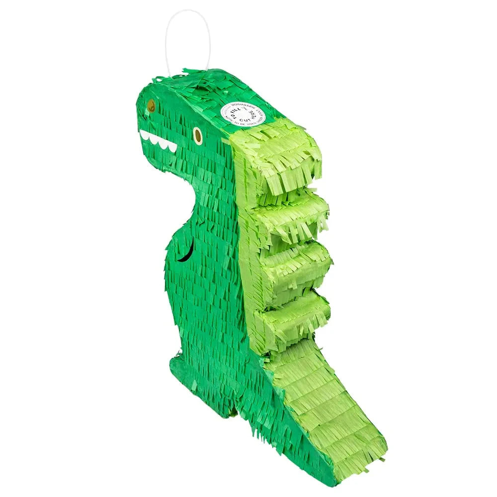 Grüne Dinosaurier-Piñata aus Karton, 43 cm groß, ideal für Kinderpartys und Dekoration.