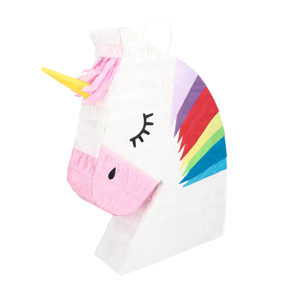 Bunte Einhorn-Piñata Aurora aus Pappe, 45x33x8 cm, für Partys und Süßigkeiten