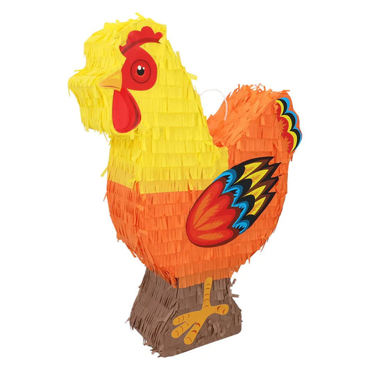 Bunte Boland Hahn Piñata aus Pappe, 45x33 cm, mit vorgefertigter Öffnung zum Befüllen.