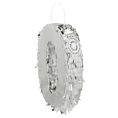 Piñata Zahl 0 Silber Metallic – Boland Geburtstag Deko 25x16cm - Fasnacht24.ch