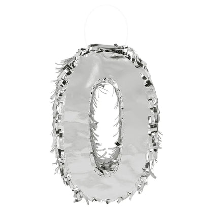 Piñata Zahl 0 Silber Metallic – Boland Geburtstag Deko 25x16cm - Fasnacht24.ch