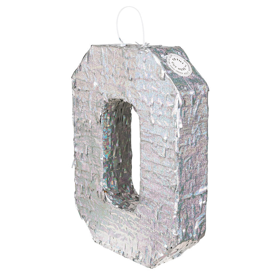 Boland Holographische Silberne Zahl 0 Piñata 40 x 28 x 8 cm - Fasnacht24.ch – Produktansicht