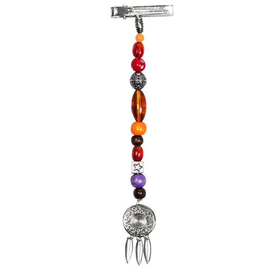 Schwarze geflochtene Haarspange mit Perlen und Satin-Schleife für Piratenkostüme.