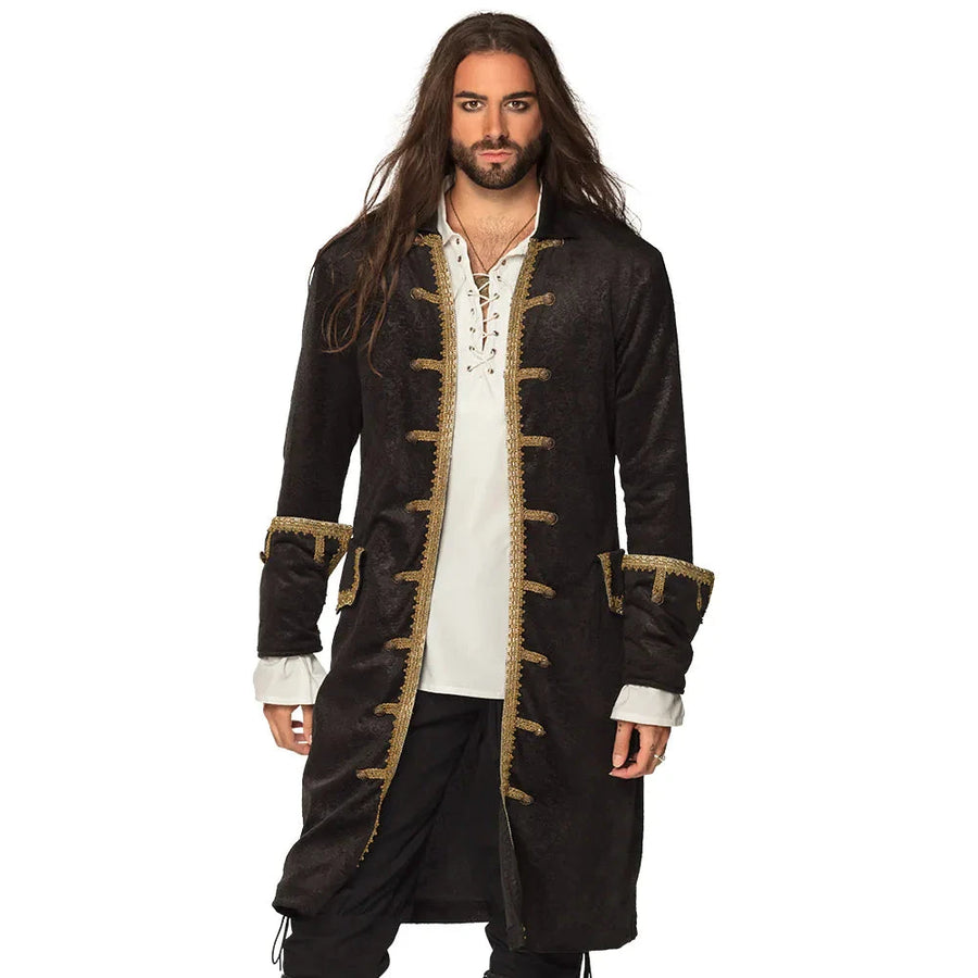 Boland Herren Piratenjacke – Schwarzer Buccaneer Mantel Für Kostüm - Fasnacht24.ch