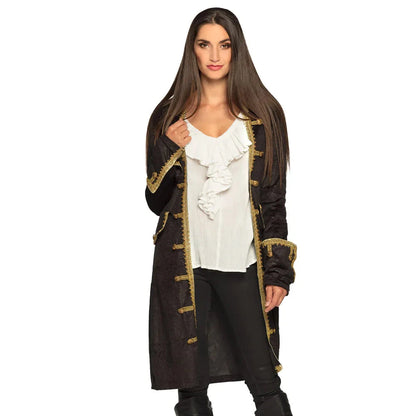 Piraten Mantel Damen – Boland Schwarz mit Goldborte Trim - Fasnacht24.ch