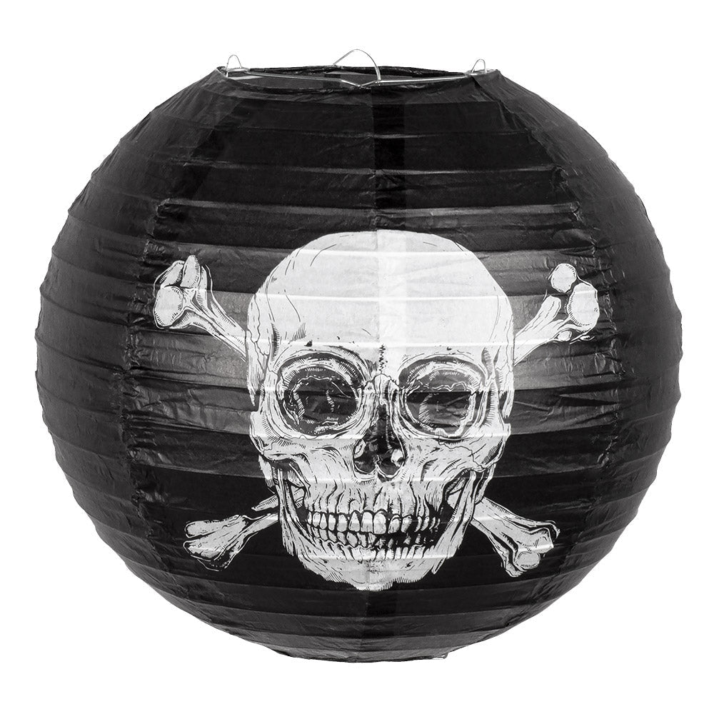 Boland Piraten Papierlaterne – 25cm Mit Stahlrahmen Und Totenkopfmotiv - Fasnacht24.ch