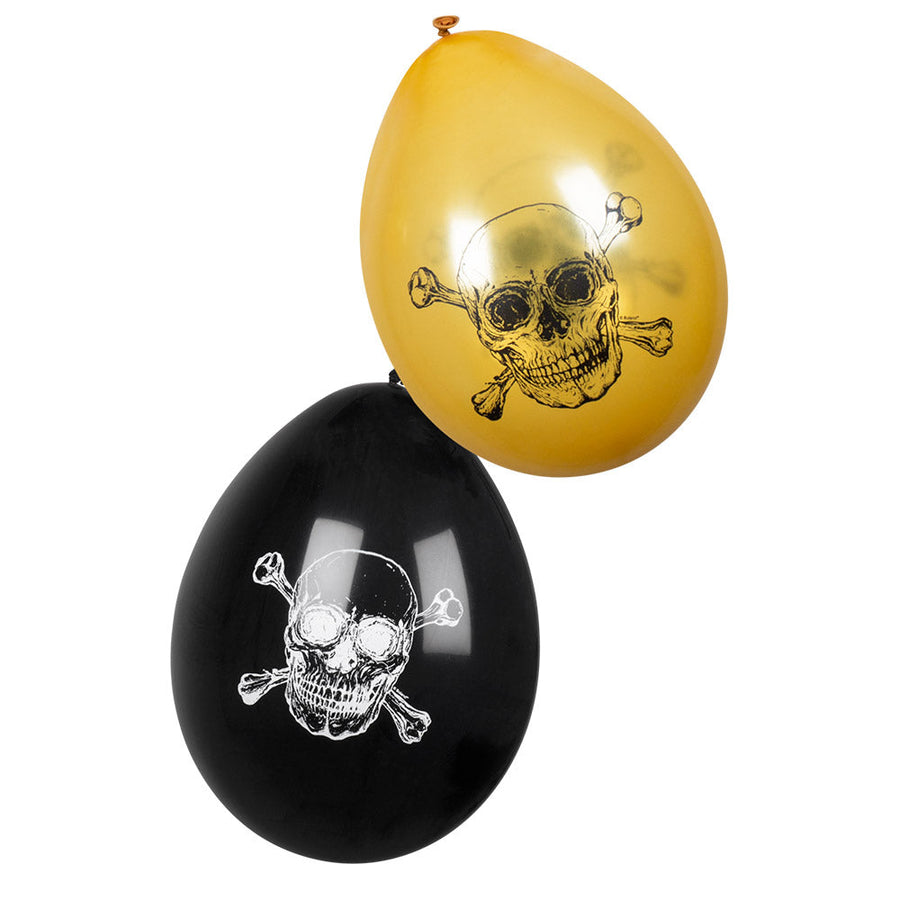 Boland Piraten Latexballons 6er Pack Schwarz Gold 25 cm – Produktansicht