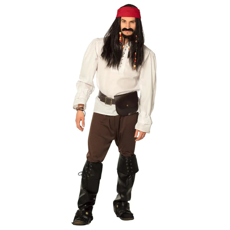 Boland Piraten Perücke Tobias – Braune Perücke mit Bandana & Bart - Fasnacht24.ch