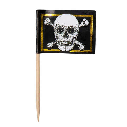 Boland Snack Picks – 24er Pack Piratenflagge Schwarz Gold - Fasnacht24.ch