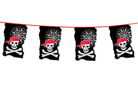 Piraten Totenkopf Girlande – Boland 10m Polyester Partydeko - Fasnacht24.ch