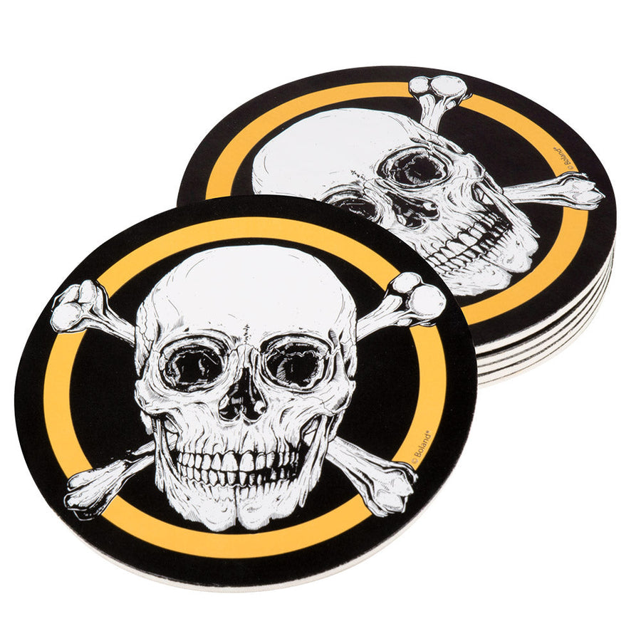 Boland Piraten Getränkeuntersetzer 6er Set Schwarz-Gold 10 cm - Fasnacht24.ch