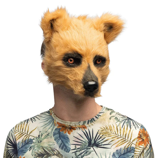 Boland Plüschbären-Halbmaske in Braun mit realistischem Tiergesicht für Kostümpartys.