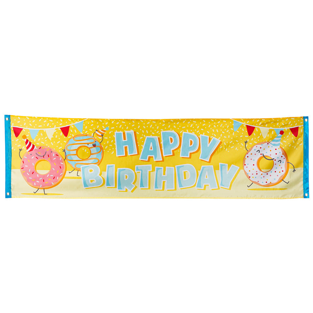 Boland Polyester Donut Happy Birthday Banner – 50 x 180 cm - Fasnacht24.ch