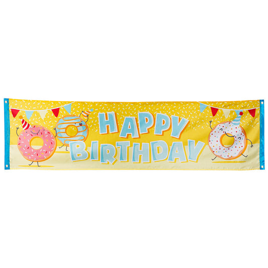 Boland Polyester Donut Happy Birthday Banner – 50 x 180 cm - Fasnacht24.ch
