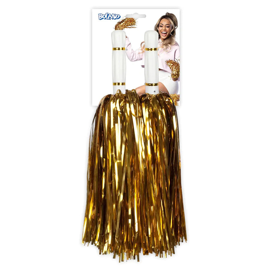 Pompons Metallic Gold – 2er Pack Cheerleading Pompons von Boland - Fasnacht24.ch