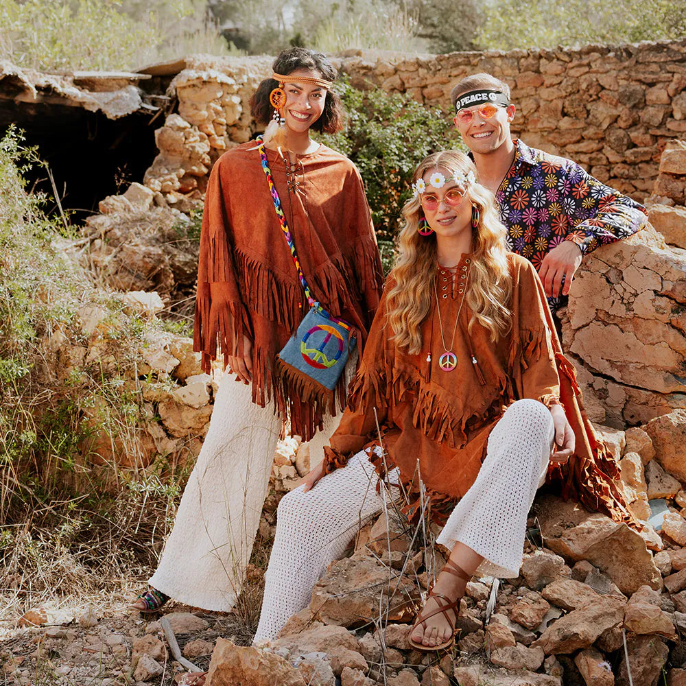 Hippie Breeze Poncho in buntem Paisley-Design, leicht und atmungsaktiv für Festivals.