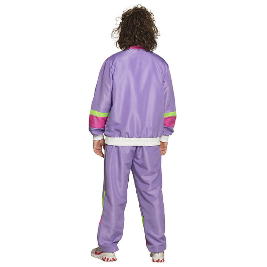 Boland Retro 80s Jogginganzug Herren – Violett Mit Neonstreifen XXL - Fasnacht24.ch