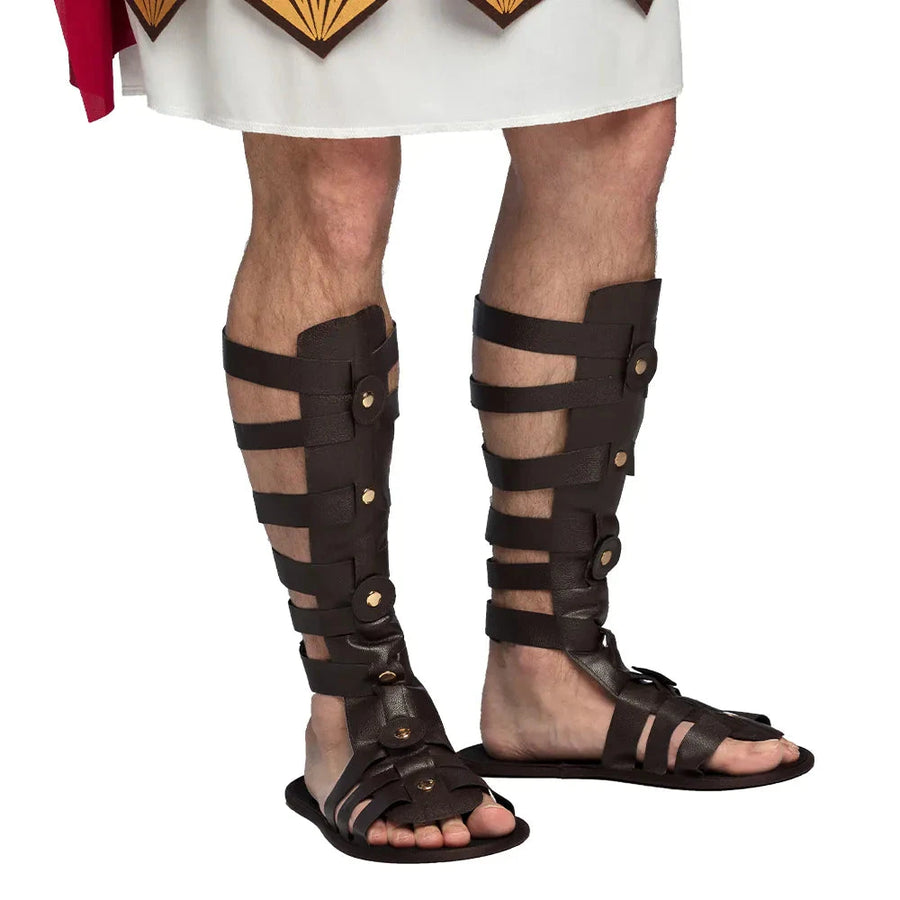 Boland Gladiator Sandalen – Römische Julius Leder Optik Braun M/L - Fasnacht24.ch