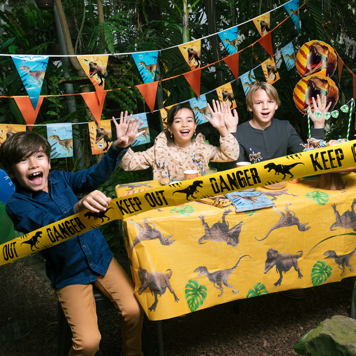 Zweiseitige, 85 cm große Folien-Dekoration mit T-Rex-Motiv für Dinosaurier-Party